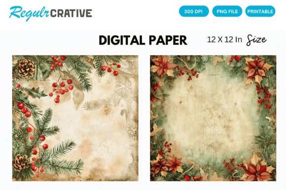 Download Vintage Happy Christmas Digital Paper - Premium Resources