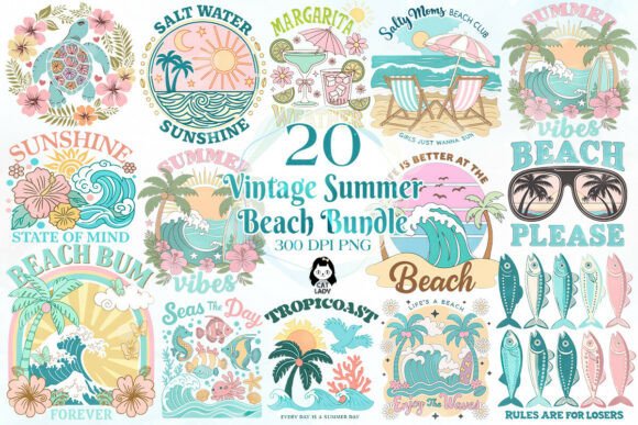 Download Vintage Summer Beach Flowers Bundle - Summer Collection