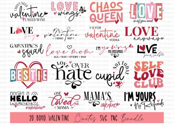 Download Boho Valentine Quotes SVG PNG DXF Bundle - Boho valentine Collection