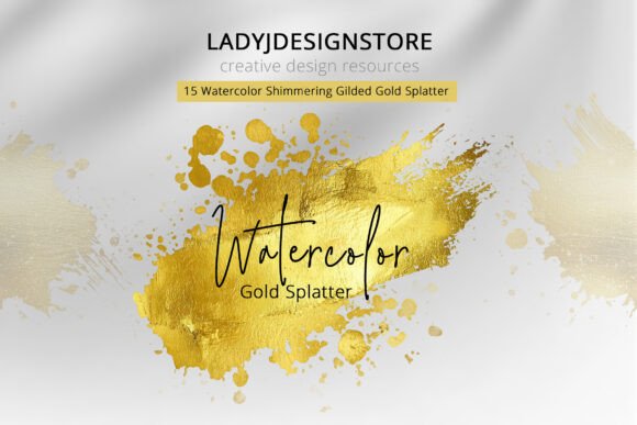Download Watercolor Shimmering Gilded Gold Splatt - Shimmering Collection