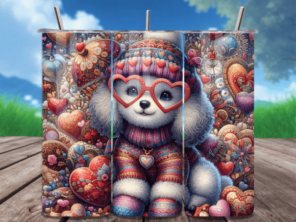 Download Winter Puppy Boho Valentine Tumbler Wrap - Boho valentine Collection