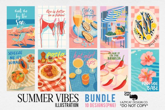 Download Summer Vibes Illustration PNG Bundle - Summer Collection