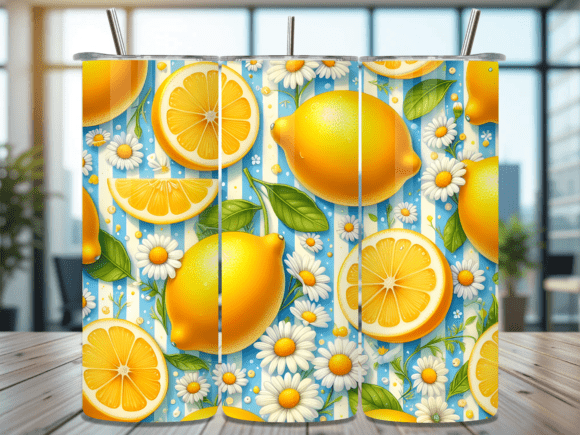 Download Summer Lemon Daisy Floral Tumbler Wrap - Summer Collection
