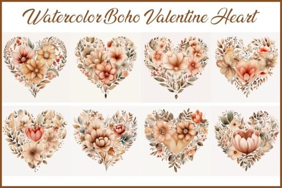 Download Watercolor Boho Valentine Heart - JPG - Boho valentine Collection