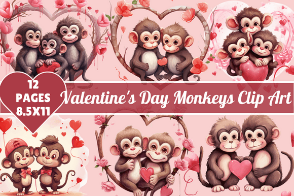 Download Valentine's Day Monkeys Clip Art - Monkeys Collection