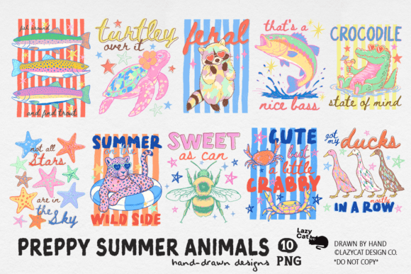 Download Preppy Summer Animals PNG Bundle - Summer Collection