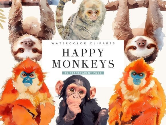 Download Happy Monkeys Clipart Bundle - Monkeys Collection