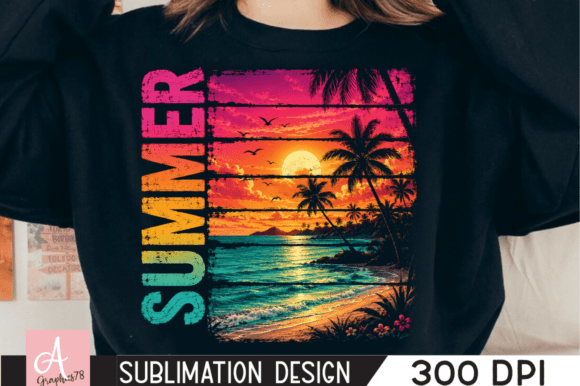 Download Vintage Summer Sunset Beach PNG - Summer Collection
