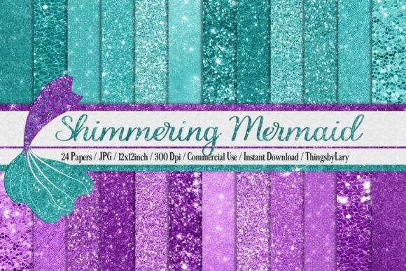 Download Shimmering Mermaid Glitter Papers - Shimmering Collection