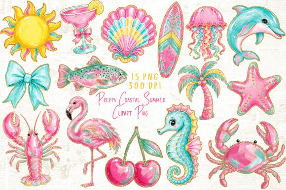 Download Preppy Coastal Summer Clipart PNG - Summer Collection