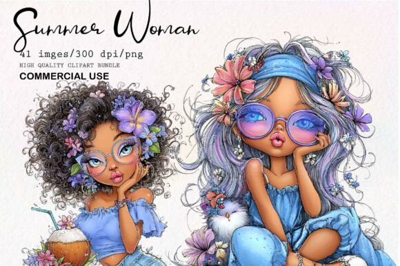 Download Whimsical Summer Woman Clipart - Summer Collection